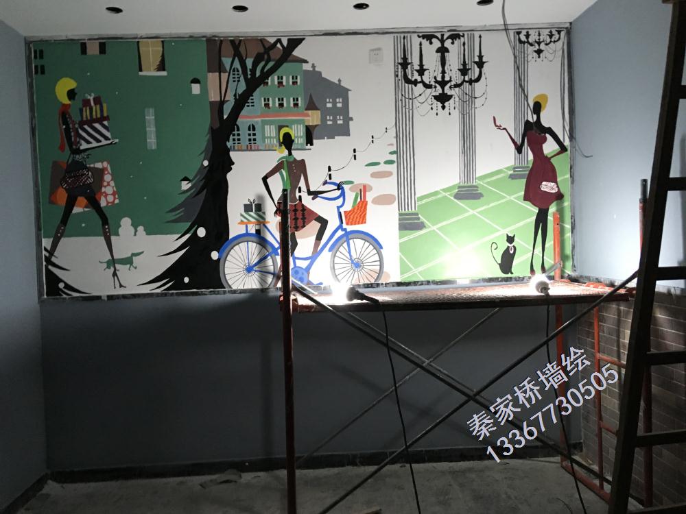 桂林墙绘-叠彩万达钰客莱餐厅墙绘