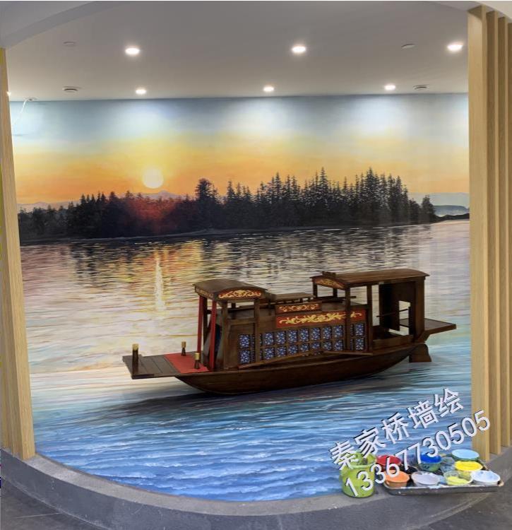 桂林文化墙-建设银行展厅墙绘
